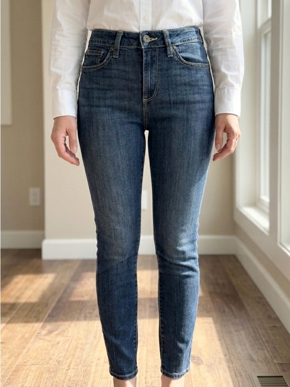 GAP Curvy True Skinny Jeans Dark Indigo Blue Mid Rise Denim Size 29 Regular EUC